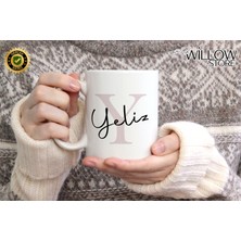 Willow Store Kişiye Özel Kadın Isimli Y Harfi Porselen Kupa Bardak,modern,estetik,hediye,kaliteli