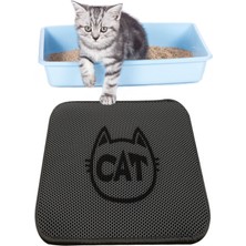 Feyza Design Kedi Silhouette Gri Paspas, Temiz ve Şık Tuvalet Önü Koruyucu