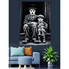 Karizma Tablo Charlie Chaplin ve Çocuk Dekoratif Kanvas - Mdf Ahşap Tablo