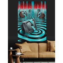 Tablomega Eski Televizyonlar ve Sular Dekoratif Kanvas - Mdf Ahşap Tablo