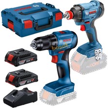 Bosch 2'li Akülü Darbeli Vidalama ve Matkap Seti, Gdx 18V-285 + Gsb 185-LI
