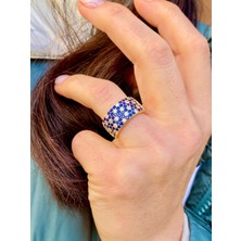 Rachel Silver Safir Zirkon Taşlı Altın Renk Ayarlanabilir Harem Yüzük