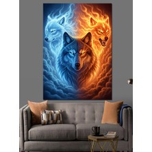 Artmeg Ateş ve Buz Kurtları Dekoratif Kanvas - Mdf Ahşap Tablo