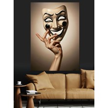 Tablomega Tiyatro Maskesi Tutan El Dekoratif Kanvas - Mdf Ahşap Tablo