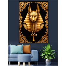 Artmeg Mısır Tanrısı Anubis Altın Dekoratif Kanvas - Mdf Ahşap Tablo