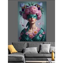 Artmeg Çiçekli Taçlı Rüyalar Kızı Dekoratif Kanvas - Mdf Ahşap Tablo