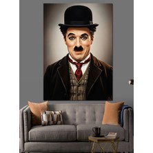 Artmeg Charlie Chaplin Portre Çizimi Dekoratif Kanvas - Mdf Ahşap Tablo