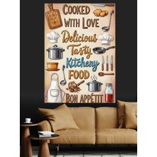 Artmeg Mutfak Yemek Hazırlık Yazısı Dekoratif Kanvas - Mdf Ahşap Tablo