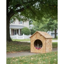 Feyza Design Dış Mekan Ahşap Kedi Evi 39X32X30 Cm, Şık ve Dayanıklı Tasarım