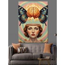 Tablomega Beyin Kelebek Kadın Sanatı Dekoratif Kanvas - Mdf Ahşap Tablo