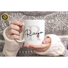 Willow Store Kişiye Özel Kadın Isimli R Harfi Porselen Kupa Bardak,modern,estetik,hediye,kaliteli