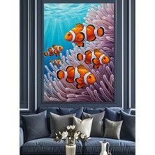 Tablomega Deniz Altı Palyaço Balığı Dekoratif Kanvas - Mdf Ahşap Tablo
