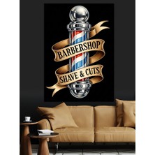 Artmeg Berber Dükkanı Tabela Logosu Dekoratif Kanvas - Mdf Ahşap Tablo