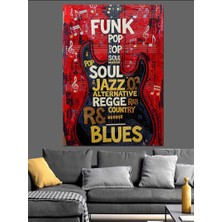 Karizma Tablo Müzik Türleri Gitar Yazısı Dekoratif Kanvas - Mdf Ahşap Tablo