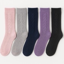 Sky Socks 5 'li Kabartma Desenli Merino Yün Kalın Kışlık Soket Çorap