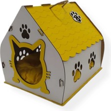 Feyza Design Doğal Ahşap Yetişkin Kedi Evi Hobbit Tasarımı Evcil Hayvan Yatağı