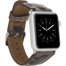 Sinerjim Apple Watch Uyumlu Deri Kordon 42-44-45mm Kamuflaj Bej