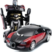 Scowetto Transformers Mavi Robota Dönüşebilen Bugatti Araba Işıklı Sesli Müzikli Kendi Kendine Gezen 20 cm