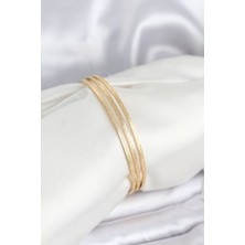 Tegan 316L Çelik Gold Renk Simli Model Ajda 65 mm Kadın Bileklik TG27BB8076