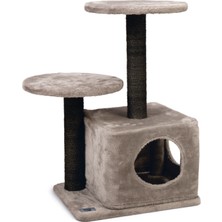 Feyza Design Katlı Kedi Evi ve Tırmala Tahtası, Gri, 45X35X70 cm