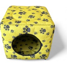 Feyza Design Konforlu Çok Fonksiyonlu Sarı Kedi Yatağı, Rahat ve Şık Tasarım