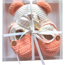 Pacco Baby El Örgüsü Yavruağzı Diş Kaşıyıcı & Düğmeli Espadril Set