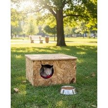 Feyza Design Dış Mekan Için Ahşap Kedi Evi 50X35X30 Cm, Dayanıklı ve Şık Tasarım