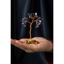 Lapis Lazuli Taşı El Yapımı 5X8CM Doğal Taş Dekoratif Hayat Ağacı