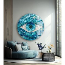 Myphotostation Mozaik Mavi Yuvarlak Göz Kırılmaz Cam Duvar Tablosu, Ev Dekorasyonu