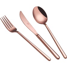 Arsel Lotus Titanyum Rose Gold 72 Parça Parlak Bakır Renk Çatal Kaşık Bıçak Takımı 304 Kalite 4mm Set