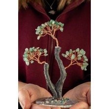 Aventurin Taşı El Yapımı 8X17CM Doğal Taş Dekoratif Hayat Ağacı