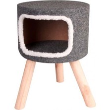 Feyza Design Şık Iskandinav Tarzında Gri Kedi Evi 35X35X50 cm