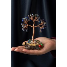 Lapis Lazuli Taşı El Yapımı 7X11CM Doğal Taş Dekoratif Hayat Ağacı