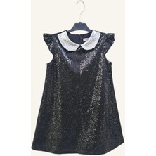 Siyah Pullu Payetli Çocuk Yılbaşı Elbisesi