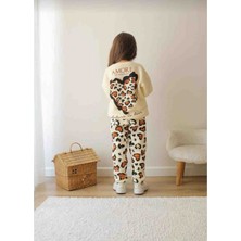 Mizacen Kız Çocuk Leopar Eşofman Takımı 3 Ip Şardonlu