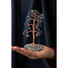 Lapis Lazuli Taşı El Yapımı 6X12CM Doğal Taş Dekoratif Hayat Ağacı