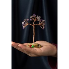 Ametist Taşı El Yapımı 5X8CM Doğal Taş Dekoratif Hayat Ağacı