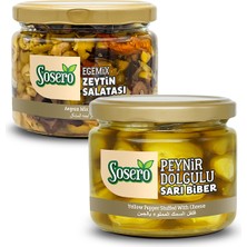 Sosero Peynir Dolgulu Balık Biber 290 gr & Egemix Mantarlı Zeytin Salatası 290 gr ( Ikisi Bir Arada)