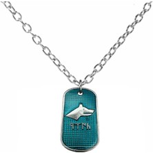 Bozkurt Figürlü Göktürkçe Türk Yazılı Künye Kolye – Mavi Renkli Unisex Anlamlı Tasarım