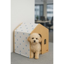 Feyza Design Hava Alabilen Demonte Ahşap Kedi ve Köpek Evi Mavi