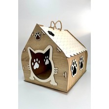 Feyza Design El Yapımı Dekoratif Ahşap Kedi Evi ve Kulübesi, Şık Tasarım