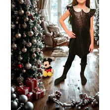 Siyah Pullu Payetli Çocuk Yılbaşı Elbisesi