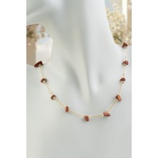 Yıldız Taşı Doğal Kırık Taş Yapıştırma Kahve Lak Kaplama Kolye