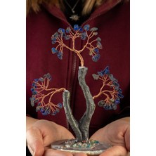 Lapis Lazuli Taşı El Yapımı 8X17CM Doğal Taş Dekoratif Hayat Ağacı