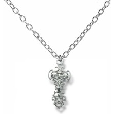 Gotik Punk Lolita Desenli Hz. Isa Haç Kolye – 60 cm Zincirli, Alternatif & Gotik Unisex Takı