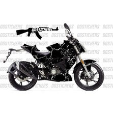 Motiker Benelli 125S Şimşek Beyaz Tasarım Sticker Etiket Modeli