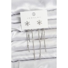 Tegan Çiçek Model Gümüş Pirinç Sallantılı Kadın Küpe TG27BKP11464