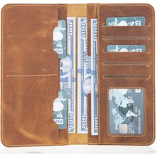 Sinerjim Rio 5.5 inch Uyumlu Deri Kartlıklı Kılıf G19 Taba