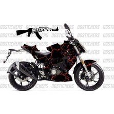 Motiker Benelli 125S Şimşek Kırmızı Siyah Tasarım Sticker Etiket Modeli