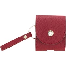 Sinerjim Apple AirPods 2.nesil Uyumlu Deri Kılıf Mai Snap ERC2 Kırmızı